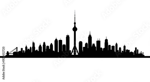 Silhouette of toronto city skyline with cn tower
