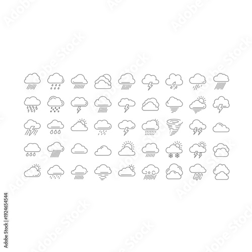 Comprehensive Outline Weather Icons Set for Forecast and Climate Apps