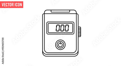 Digital Counter Device Icon, Electronic Tally Clicker with Display and Button