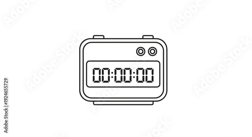Digital Kitchen Timer with Zero Time Display, Simple Line Art Icon