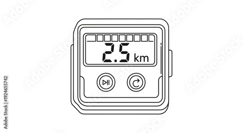 Digital Pedometer Displaying 2.5 km Distance, Exercise Tracker with Buttons