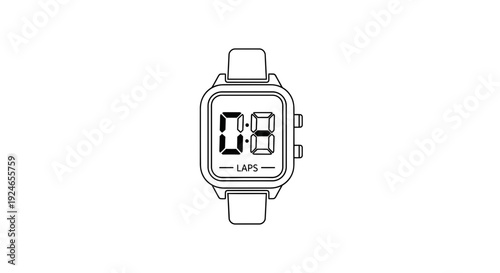 Digital Stopwatch Icon, Timer, Countdown, Lap Time, Sport Clock, Isolated White Background