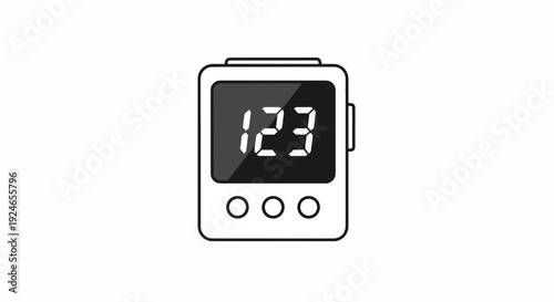Digital Timer Clock with Numbers 123 on Screen, Simple Icon Design
