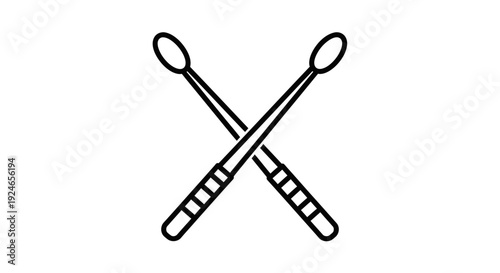 Crossed Drumsticks Icon, Music Symbol, Percussion Instrument Accessory, Vector Illustration