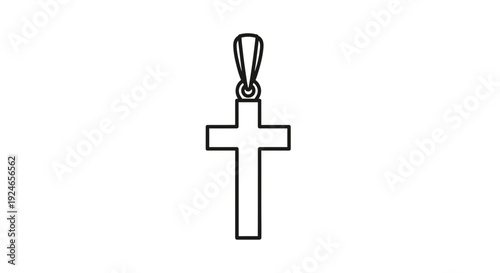 Christian Cross Pendant, Religious Symbol Jewelry, Outline Icon