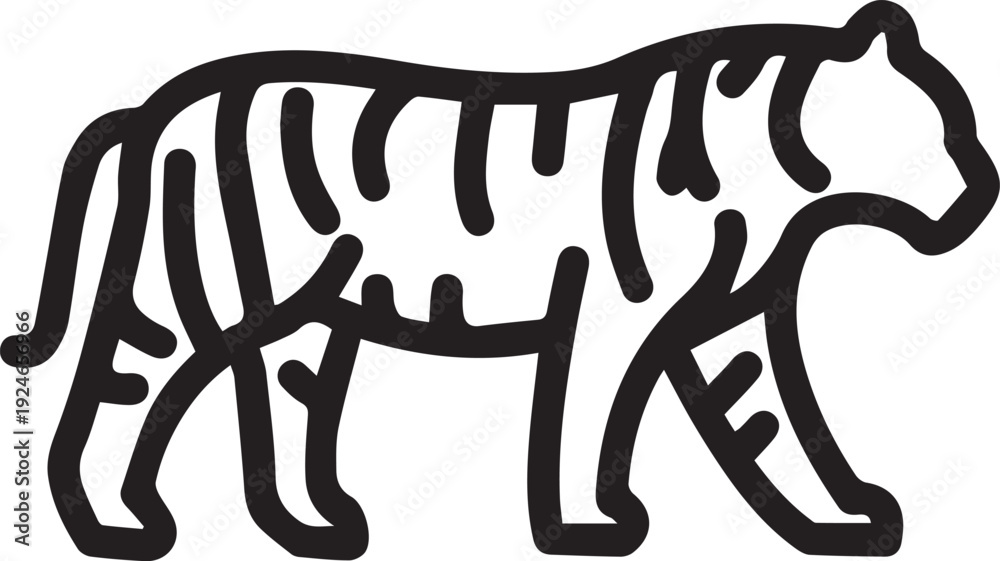 Fototapeta premium Tiger Animal in Zoo Line Icon Vector Illustration Stock