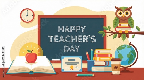 Happy Teachers Day Background with Appreciation and Education Concept