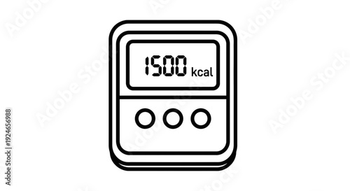 Calorie Counter Device Displaying 1500 kcal with Three Buttons Below