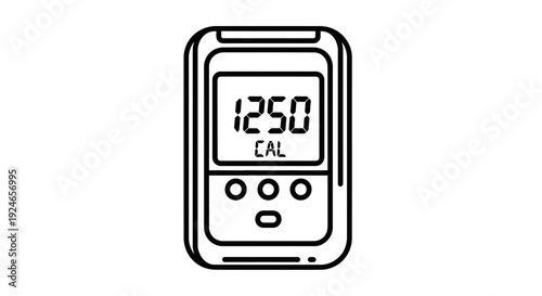 Calorie Counter Device Icon, Digital Display Showing 1250 CAL, Health and Fitness Tracker
