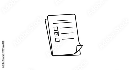 Checklist To Do List Paper with Check Mark and Lines - Simple Line Drawing
