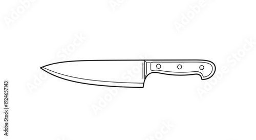Chef Knife Outline Illustration - Kitchen Utensil Icon