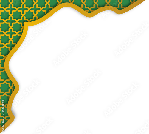 Elegant Green Gold Islamic Frame with Geometric Pattern
