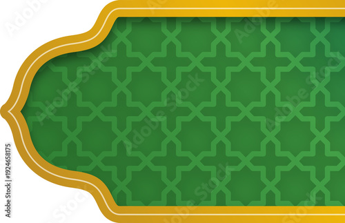 Elegant Islamic Green and Gold Geometric Pattern Background