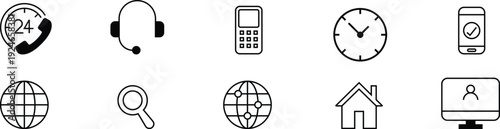 Collection of icons representing communication time and technology