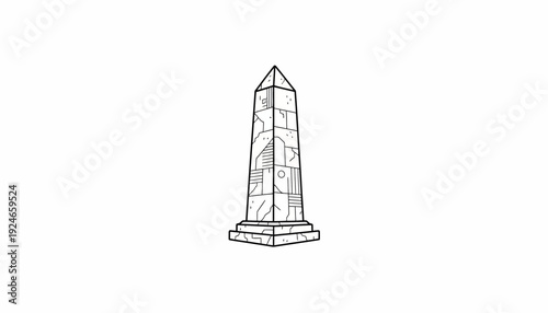 Ancient Egyptian Obelisk Monument Stone Carving Line Art Illustration