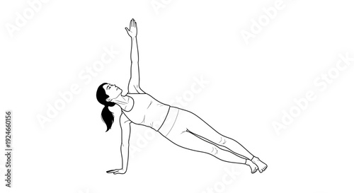 Woman performing side plank exercise, yoga pose, fitness, healthy lifestyle, strength training