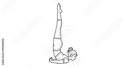 Woman Performing Yoga Pose: Shoulder Stand (Salamba Sarvangasana) in Line Art
