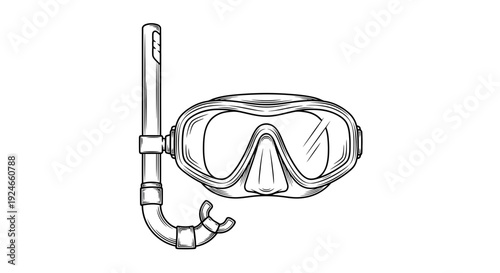 Vintage Diving Mask and Snorkel Sketch - Underwater Exploration Equipment