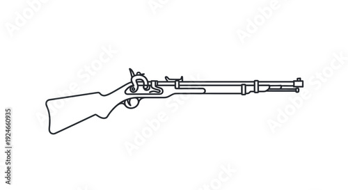Vintage Musket Rifle Outline Icon - Antique Firearm Vector Illustration