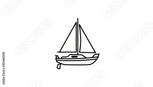 Simple Line Drawing of a Sailboat on a White Background