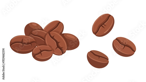 Roasted brown coffee beans pile.