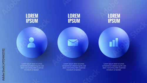 Blue Gradient UI Icons Set for Business Communication, User Profile, Email and Analytics Infographic