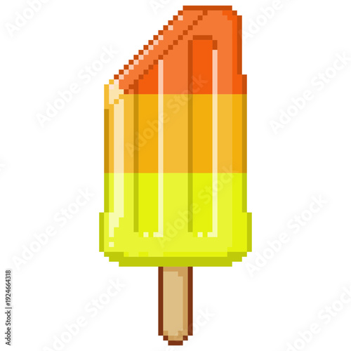 Pixel Ice Cream Colorful Rainbow in Retro Game Style