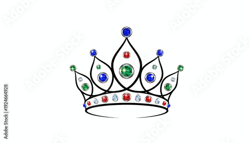 Royal Crown with Colorful Gemstones - Luxury Symbol