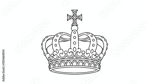Royal Crown Outline Vector Illustration - Symbol of Monarchy and Power