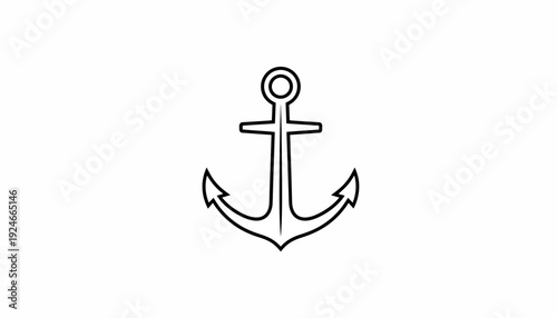 Simple Anchor Icon Outline Vector Graphic