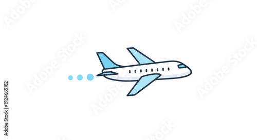 Simple Airplane Flying, Travel Concept, Minimalist Design, White Background