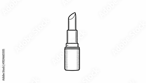 Minimalist Lipstick Icon, Black and White Line Art, Beauty and Cosmetics Symbol