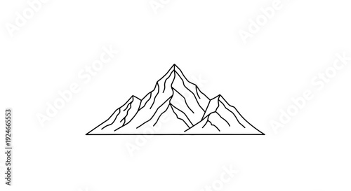 Minimalist Mountain Peak Outline Vector Art
