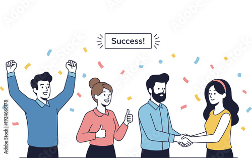 A group of people celebrating success with a silhouette isolated on transparent background