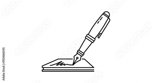 Fountain Pen Signing Document, Elegant Writing Instrument on Paper