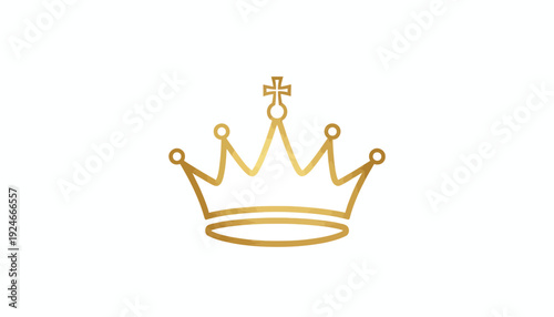 Golden Crown Icon with Cross, Royal Symbol, Luxury, Elegance, Leadership, Power, Royalty