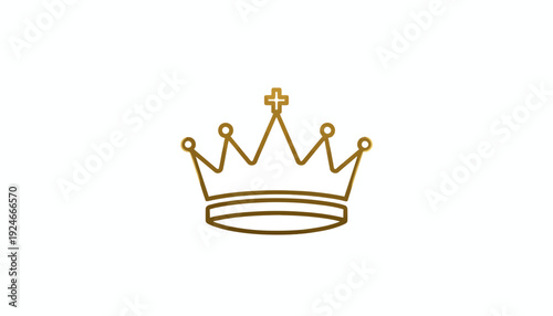 Golden Crown Icon with Cross, Royal Symbol, Luxury, Power, Royalty, Leadership, Success