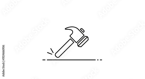 Hammer Hitting Surface Icon - Construction, Repair, DIY, Tool Concept