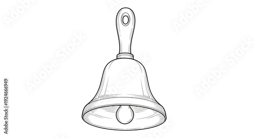 Hand Drawn Illustration of a Classic Bell with a Handle