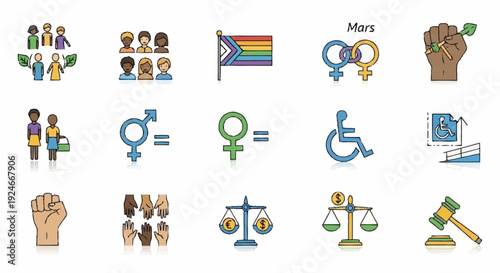 Collection of Diversity and Equality Icons.