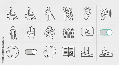 Collection of Simple Accessibility Icons Set.