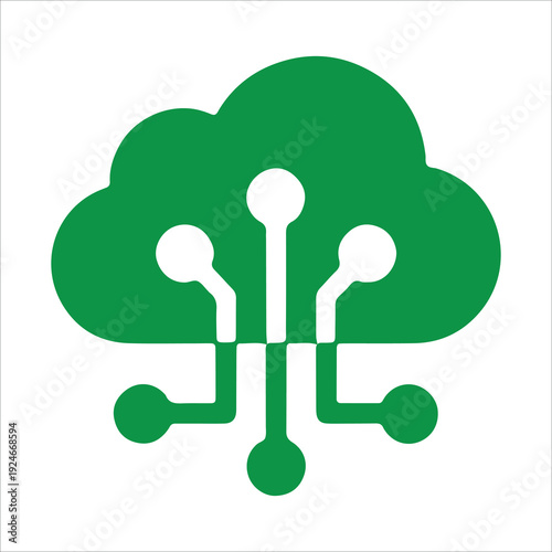Cloud Network Infrastructure Line Icon Vector, Cloud Computing System Technology Symbol EPS 10