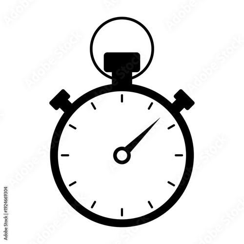 Black Stopwatch Icon Solid Black Color Time Measurement Symbol on  Background