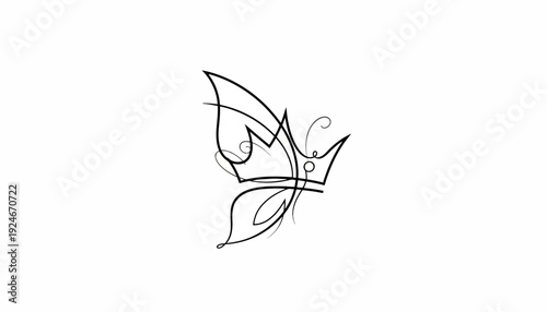 Elegant Butterfly Crown Logo Design: Royal Insect Symbol