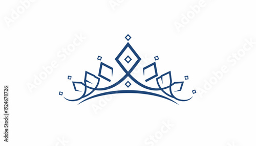 Elegant Blue Tiara Crown Logo Icon, Royal Symbol, Luxury Design Element