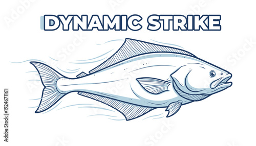 Dynamic Strike: Fast Swimming Fish Illustration