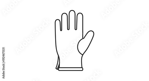 Clean Protective Glove Icon, Simple Outline Drawing, White Background