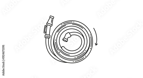 Coiled Garden Hose with Sprayer Nozzle, Outdoor Watering Tool Icon