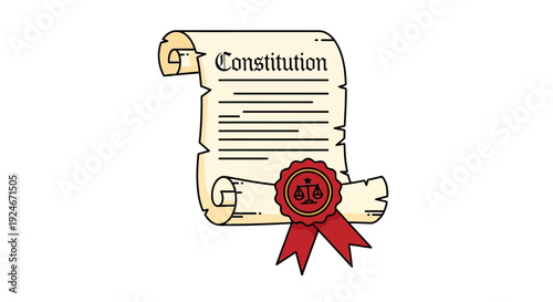 Constitution Scroll with Seal of Justice - Symbol of Law and Government