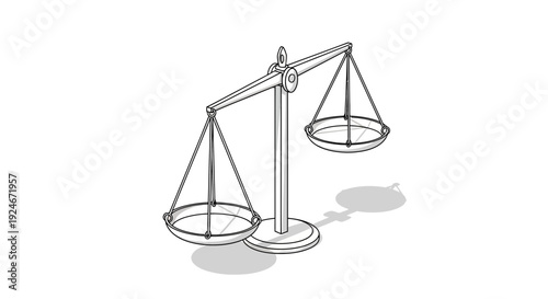 Balance Scales Drawing, Justice Symbol, Legal Concept, Weighing Options, Decision Making